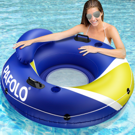 Pool Floats Adult, Lake Floats for Adults Heavy Duty, Water Floats for Adults, River Run I Sport Lounge with Headrest, 53" Diameter, 2 Cup Holders/2 Heavy-Duty Handles